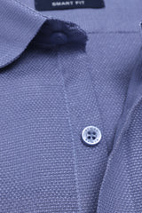 MICRO PATTERN OFFICE SHIRT-BLUE