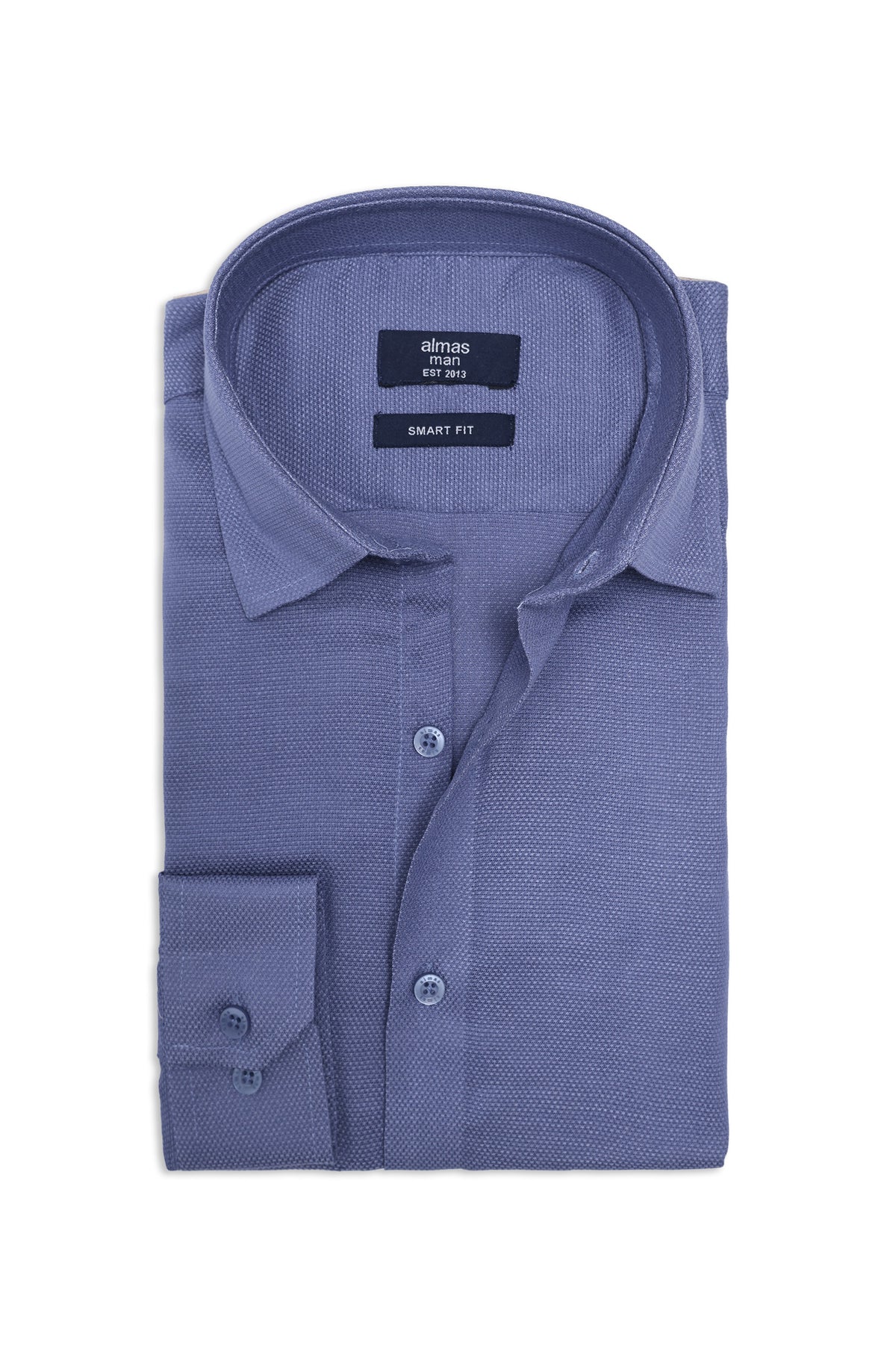 MICRO PATTERN OFFICE SHIRT-BLUE