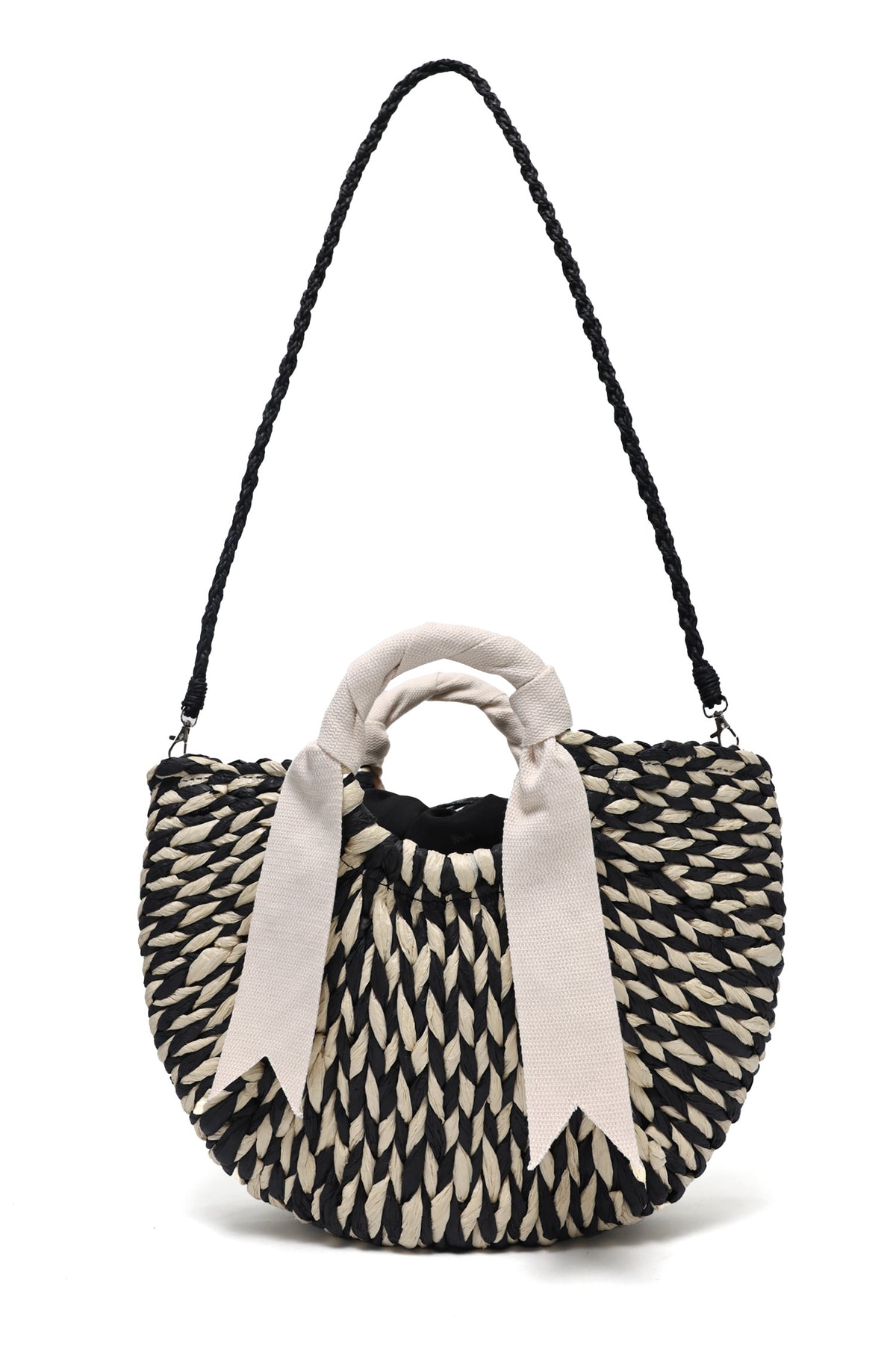 ORIANA HANDWOVEN KNOTTED CARRYALL-BLACK