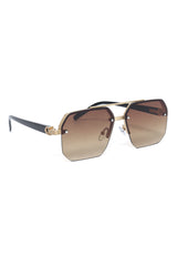 PREMIUM GOLD TONE SUNGLASSES-BROWN