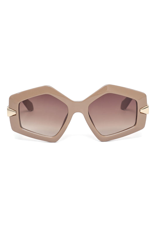 ANGULAR DESIGN PREMIUM SUNGLASSES-BEIGE