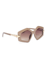 ANGULAR DESIGN PREMIUM SUNGLASSES-BEIGE