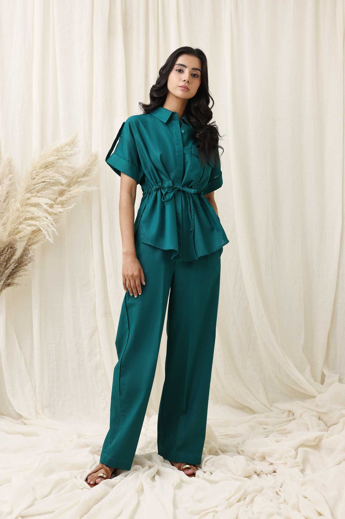 BREEZE WRAP ENSEMBLE CO-ORD SET-GREEN