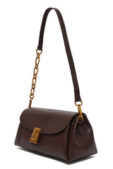 CHAIN ACCENT SHOULDER BAG-COFFEE