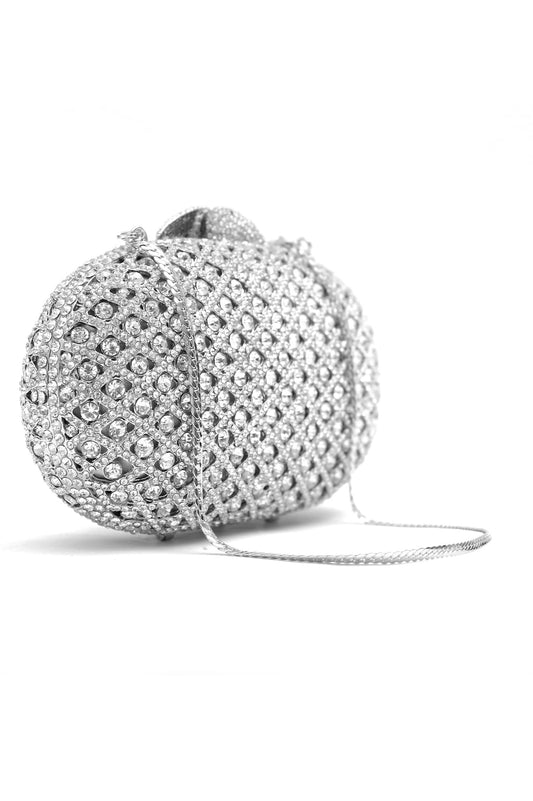 CRYSTAL MESH CLUTCH-SILVER
