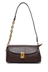 CHAIN ACCENT SHOULDER BAG-COFFEE