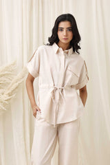 BREEZE WRAP ENSEMBLE CO-ORD SET-BEIGE