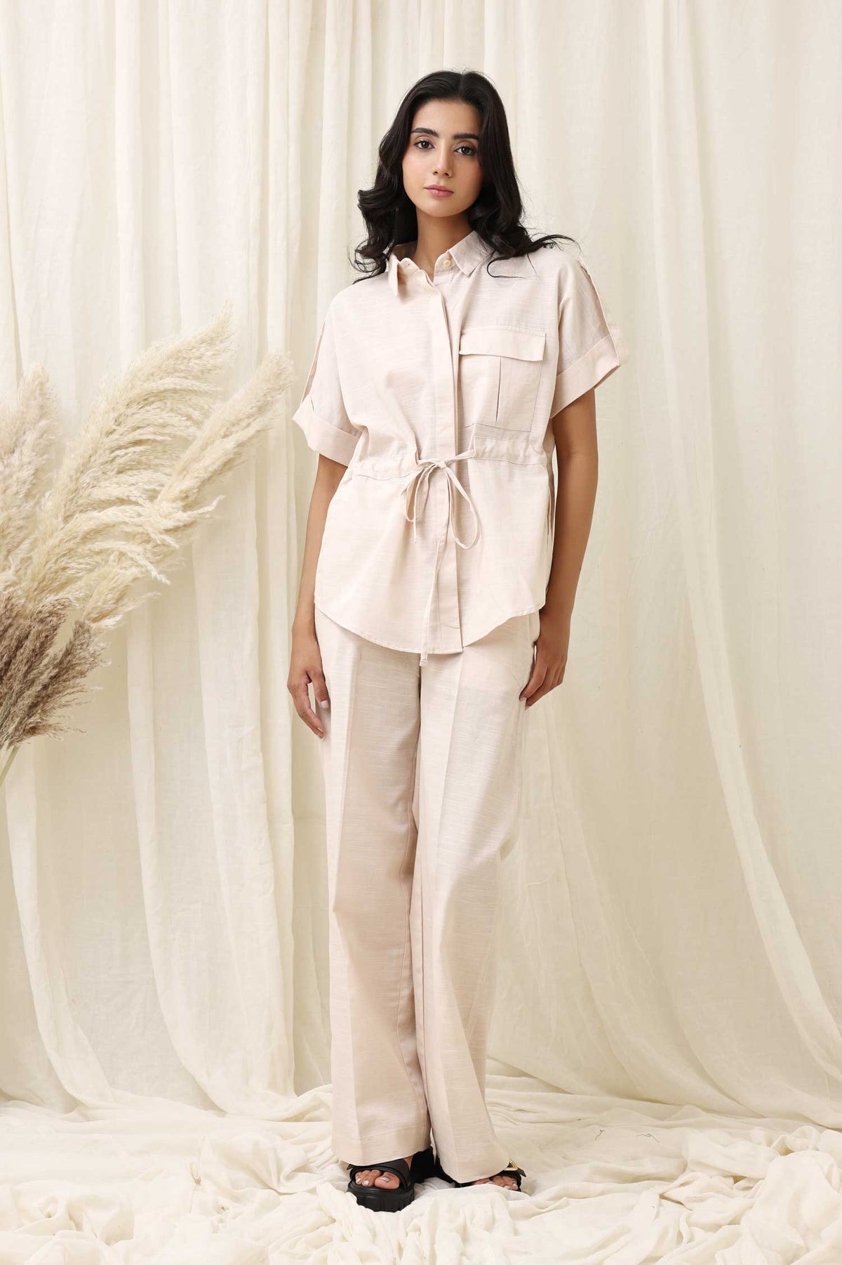 BREEZE WRAP ENSEMBLE CO-ORD SET-BEIGE