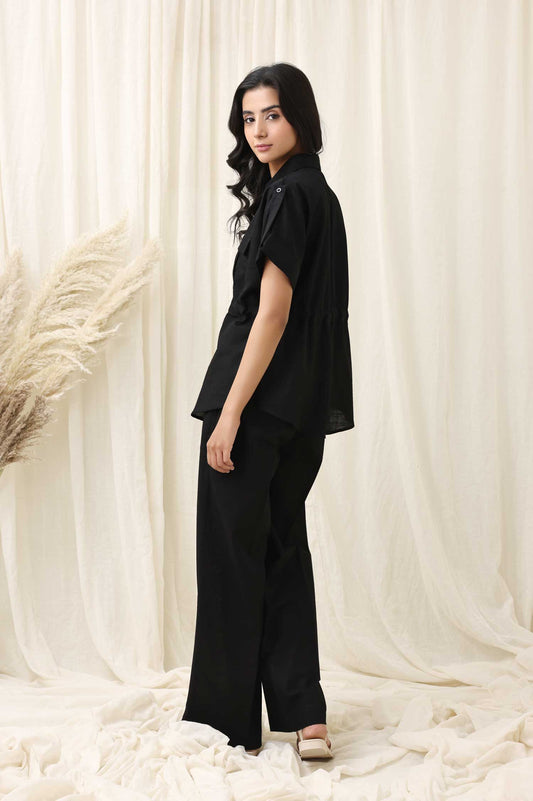 BREEZE WRAP ENSEMBLE CO-ORD SET-BLACK