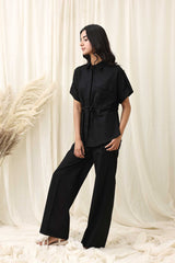 BREEZE WRAP ENSEMBLE CO-ORD SET-BLACK