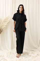 BREEZE WRAP ENSEMBLE CO-ORD SET-BLACK