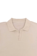 RIB COLLAR KNIT POLO-KHAKI