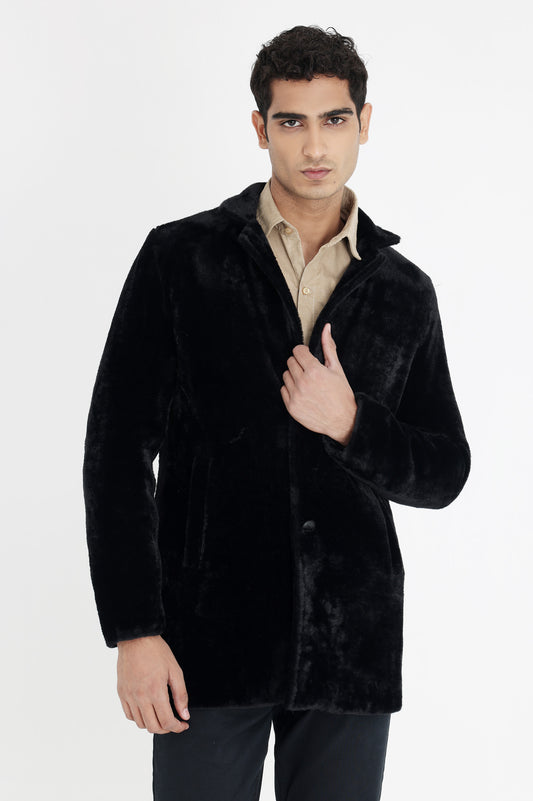 ALMAS COZY COMFORT WOOLEN JACKET-BLACK