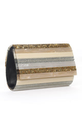MARBLE STRIPED CLUTCH-GOLD