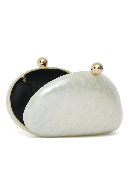 ELEGANCE ORB CLUTCH-WHITE