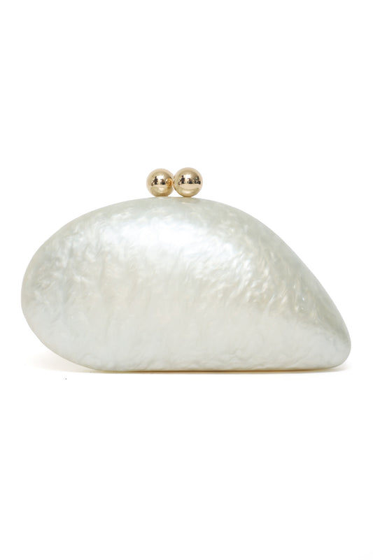 ELEGANCE ORB CLUTCH-WHITE