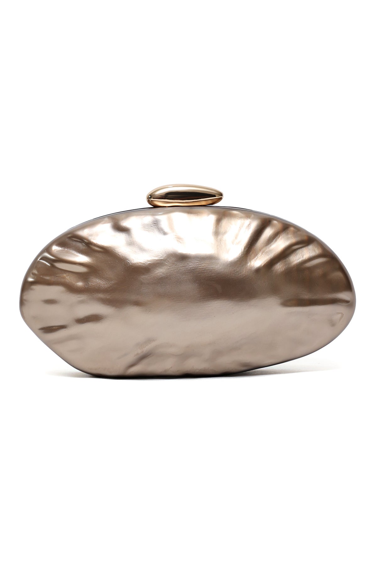 OVAL SHEEL EMBOSSED CLUTCH-BROWN