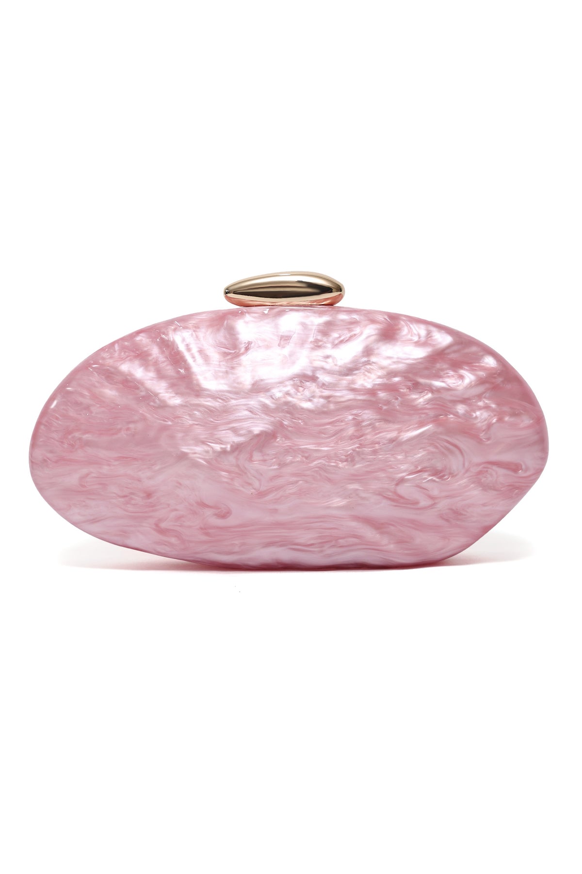 OVAL SHEEL EMBOSSED CLUTCH-PINK