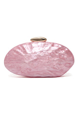 OVAL SHEEL EMBOSSED CLUTCH-PINK
