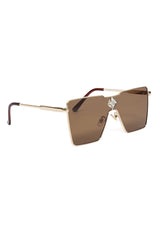 TREND ICON SHIELD PREMIUM SUNGLASSES-BROWN