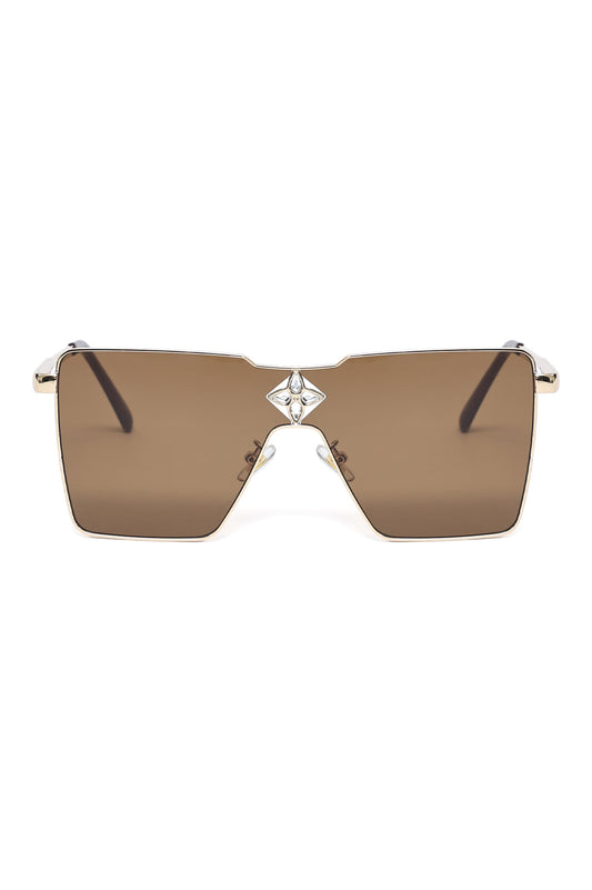TREND ICON SHIELD PREMIUM SUNGLASSES-BROWN