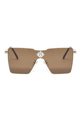 TREND ICON SHIELD PREMIUM SUNGLASSES-BROWN