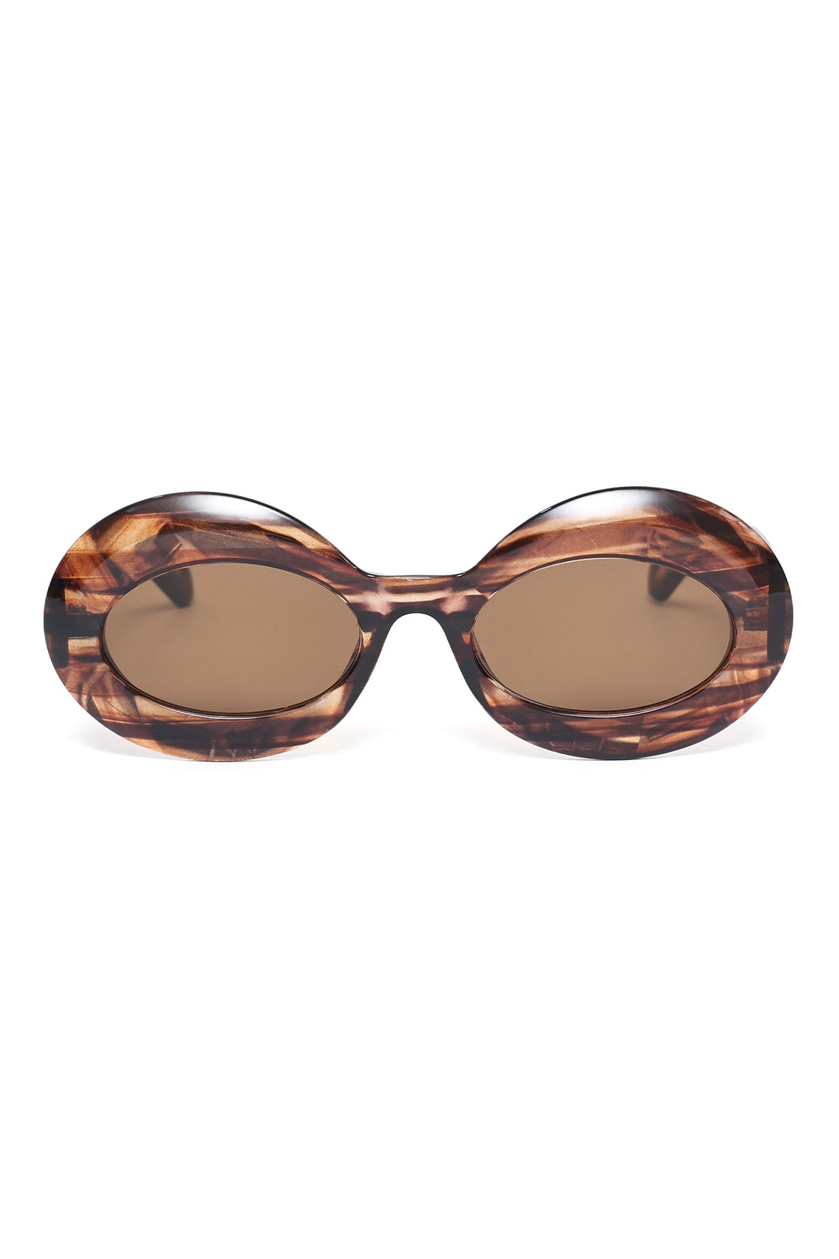 CHUNKY FRAME FASHION SUNGLASSES-BROWN
