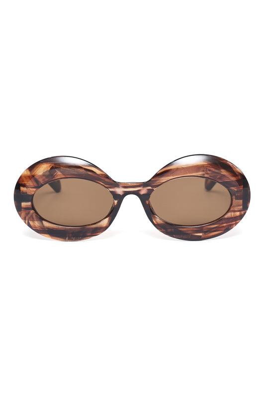 CHUNKY FRAME FASHION SUNGLASSES-BROWN
