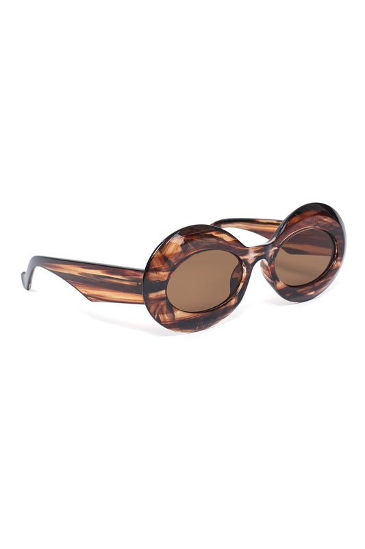 CHUNKY FRAME FASHION SUNGLASSES-BROWN