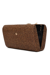 LEAF OVER ICON CLUTCH-COFFEE