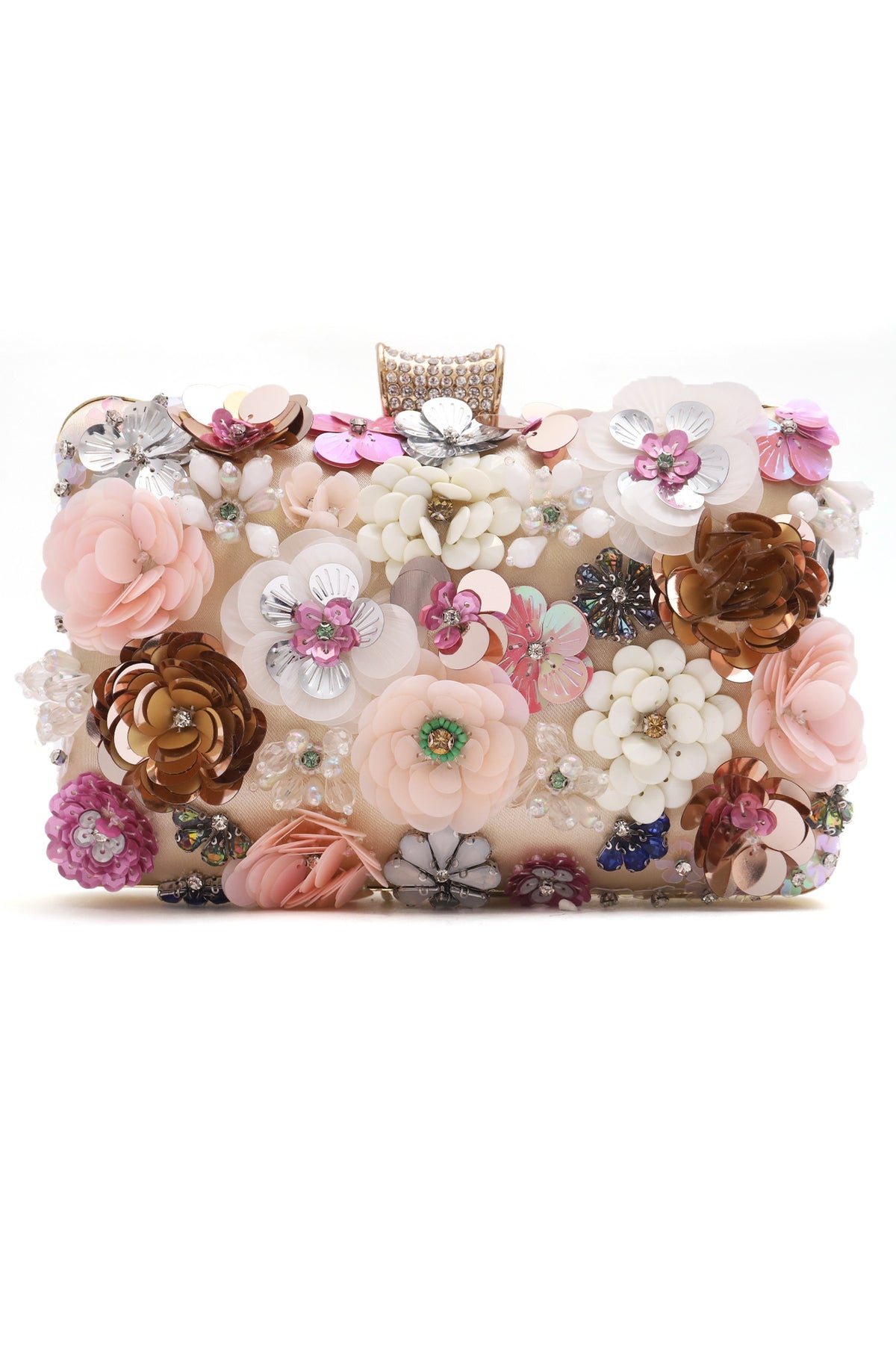 FLORAL BLOOM 3D CLUTCH-GOLD