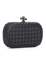 WOVEN SATIN CLUTCH-BLACK