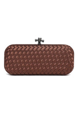 WOVEN SATIN CLUTCH-COFFEE