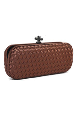 WOVEN SATIN CLUTCH-COFFEE