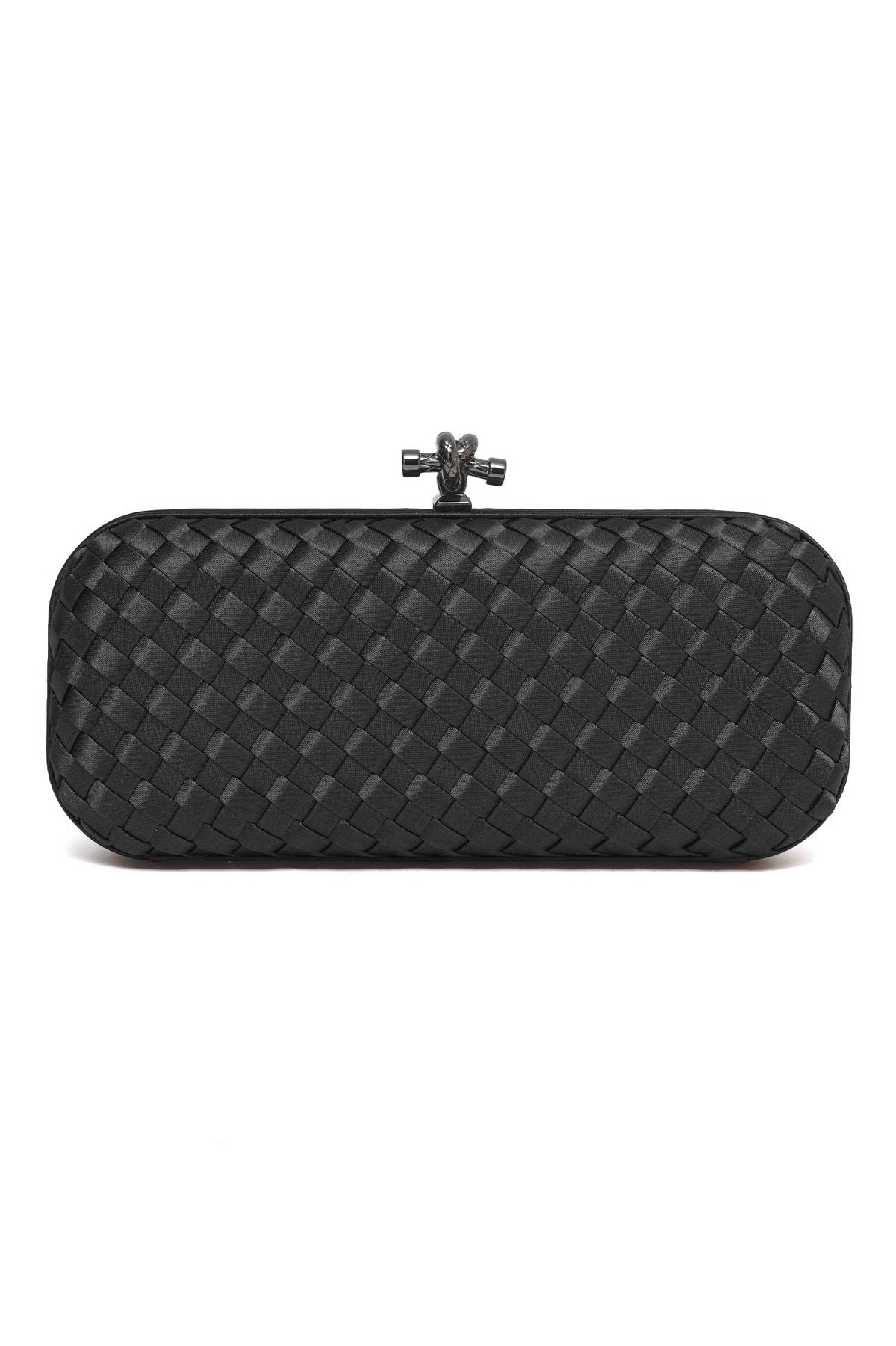 WOVEN SATIN CLUTCH-BLACK