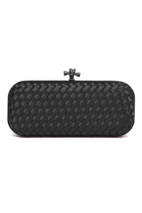 WOVEN SATIN CLUTCH-BLACK