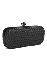 WOVEN SATIN CLUTCH-BLACK
