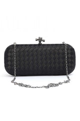 WOVEN SATIN CLUTCH-BLACK