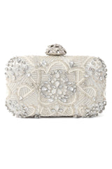 OPULENCE BEADED CRYSTAL CLUTCH-SILVER