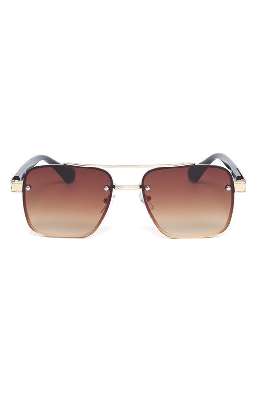 SQUARE GRADIENT LENS SUNGLASSES-BROWN
