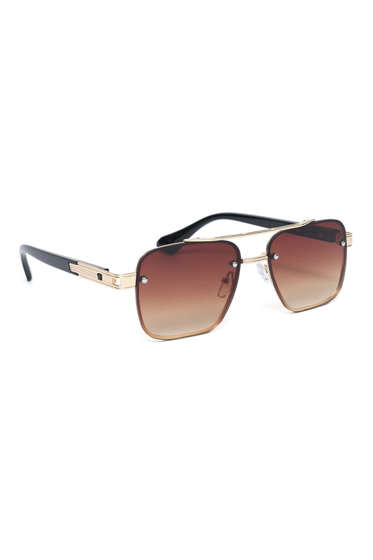 SQUARE GRADIENT LENS SUNGLASSES-BROWN