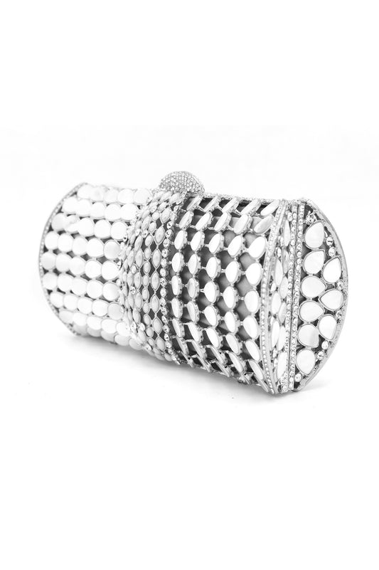 MOTHER OF PEARL CLUTCH-SILVER