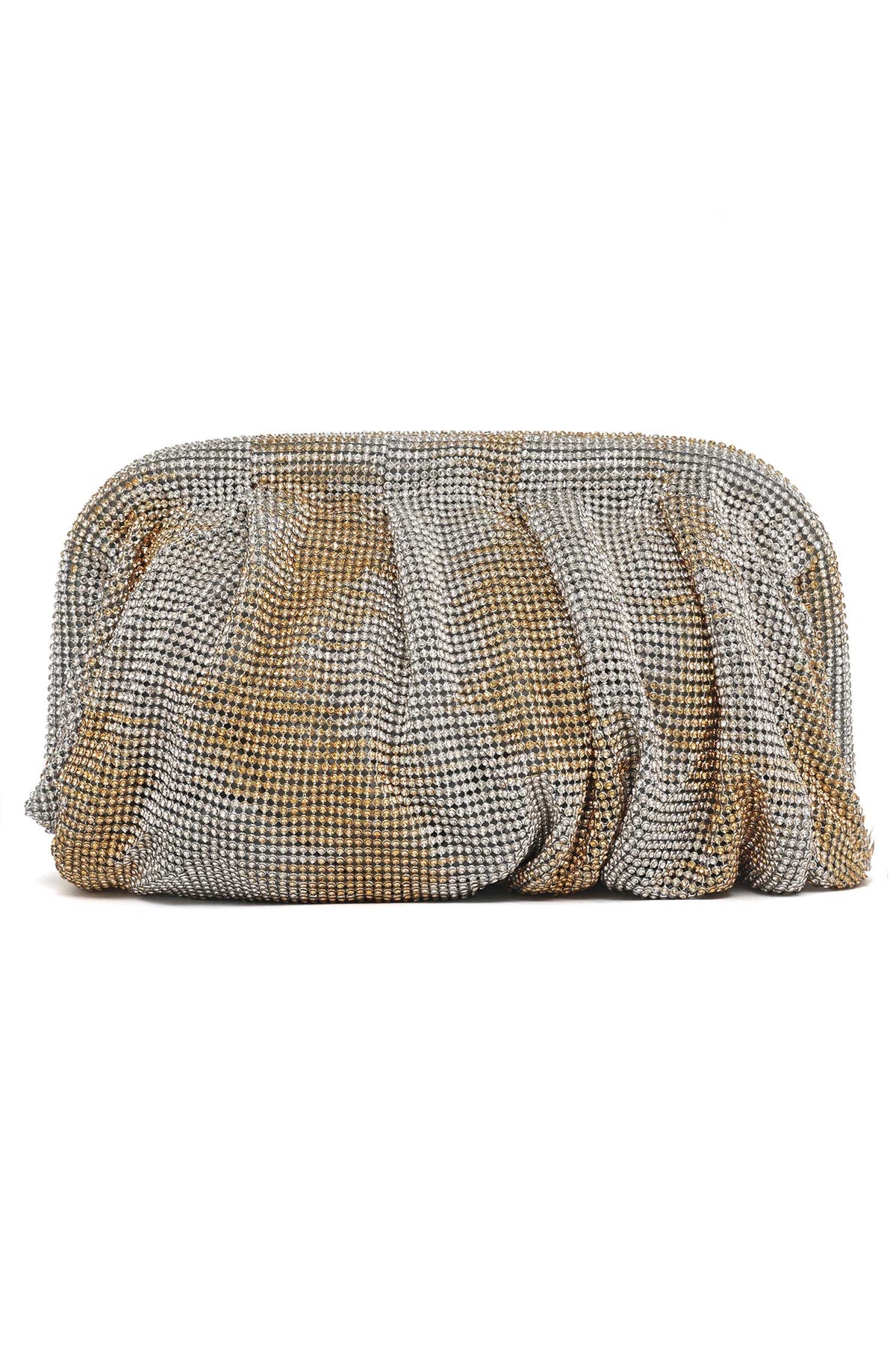 EMERALD LUXE GATHERED CLUTCHED-GOLD-SILVER