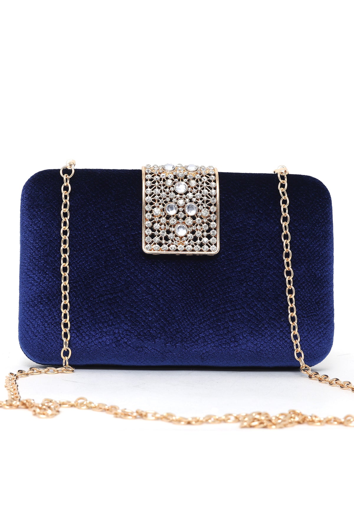 VELVET CLUTCH BLUE Almas