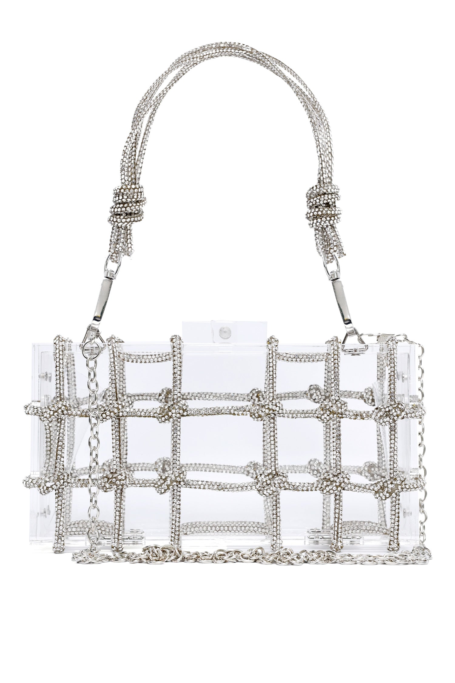 CLEAR CLUTCH-SILVER