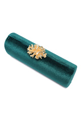 CORAL BLOOM VELVET BARREL CLUTCH-GREEN
