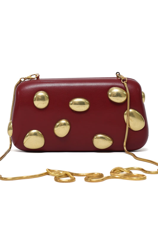 GOLDEN STUD CLUTCH-RED