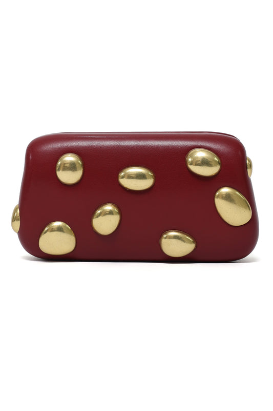 GOLDEN STUD CLUTCH-RED