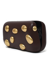 GOLDEN STUD CLUTCH-COFFEE