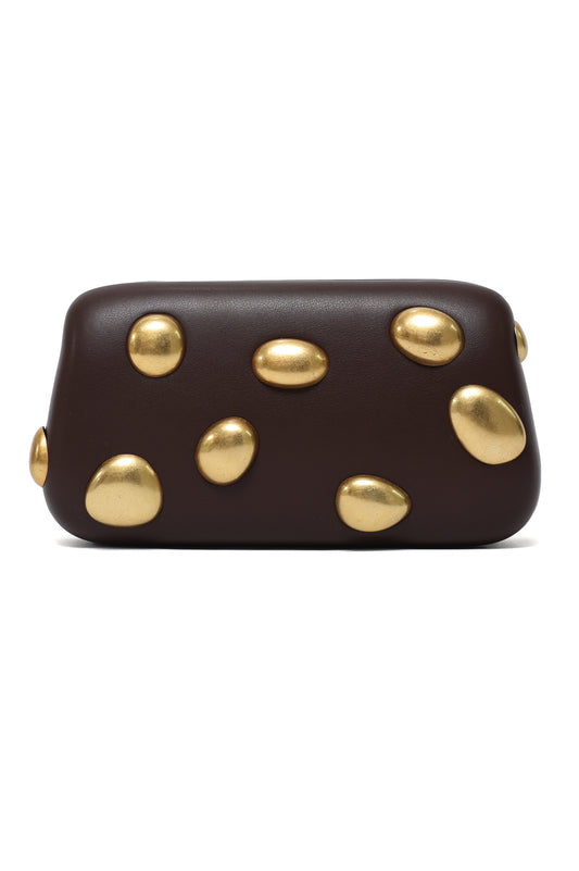 GOLDEN STUD CLUTCH-COFFEE